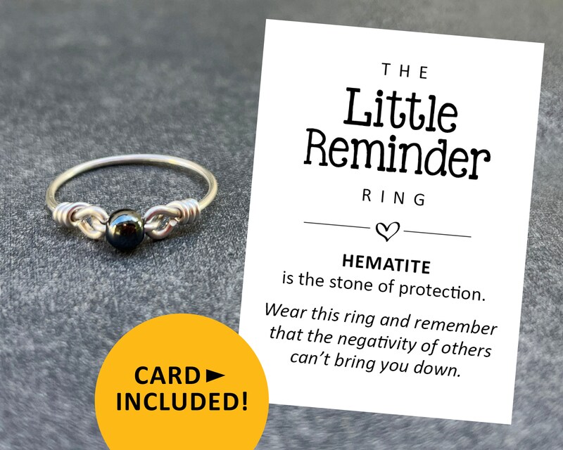 Protection fidget ring, hematite natural stone, Little Reminder anxiety rings, mental health gifts, empath